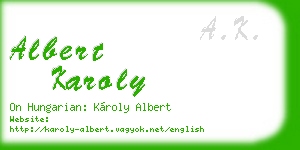 albert karoly business card
